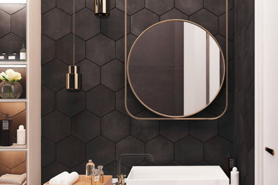 MERAKI BASE HEX TILE 8X9 NEGRO  LIFESTYLE SHOT