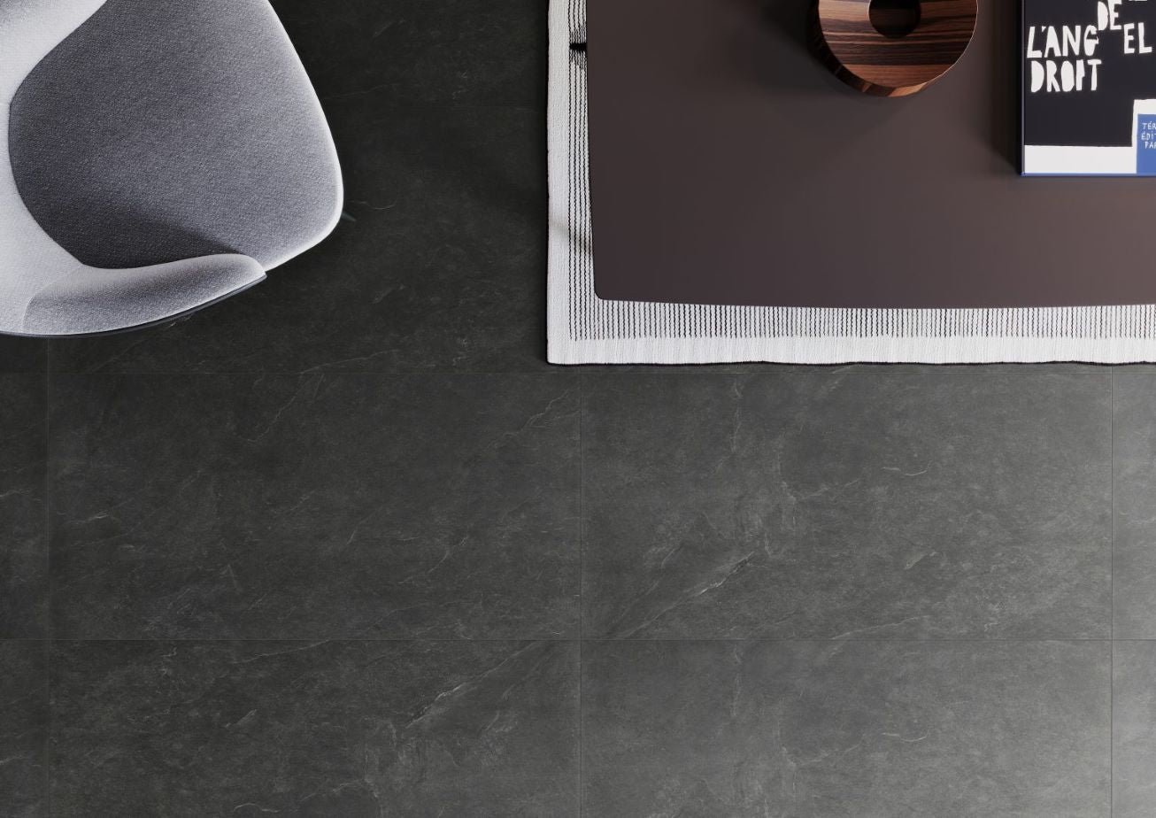 ASH LARGE FORMAT TILE 12X24 BLACK MATTE