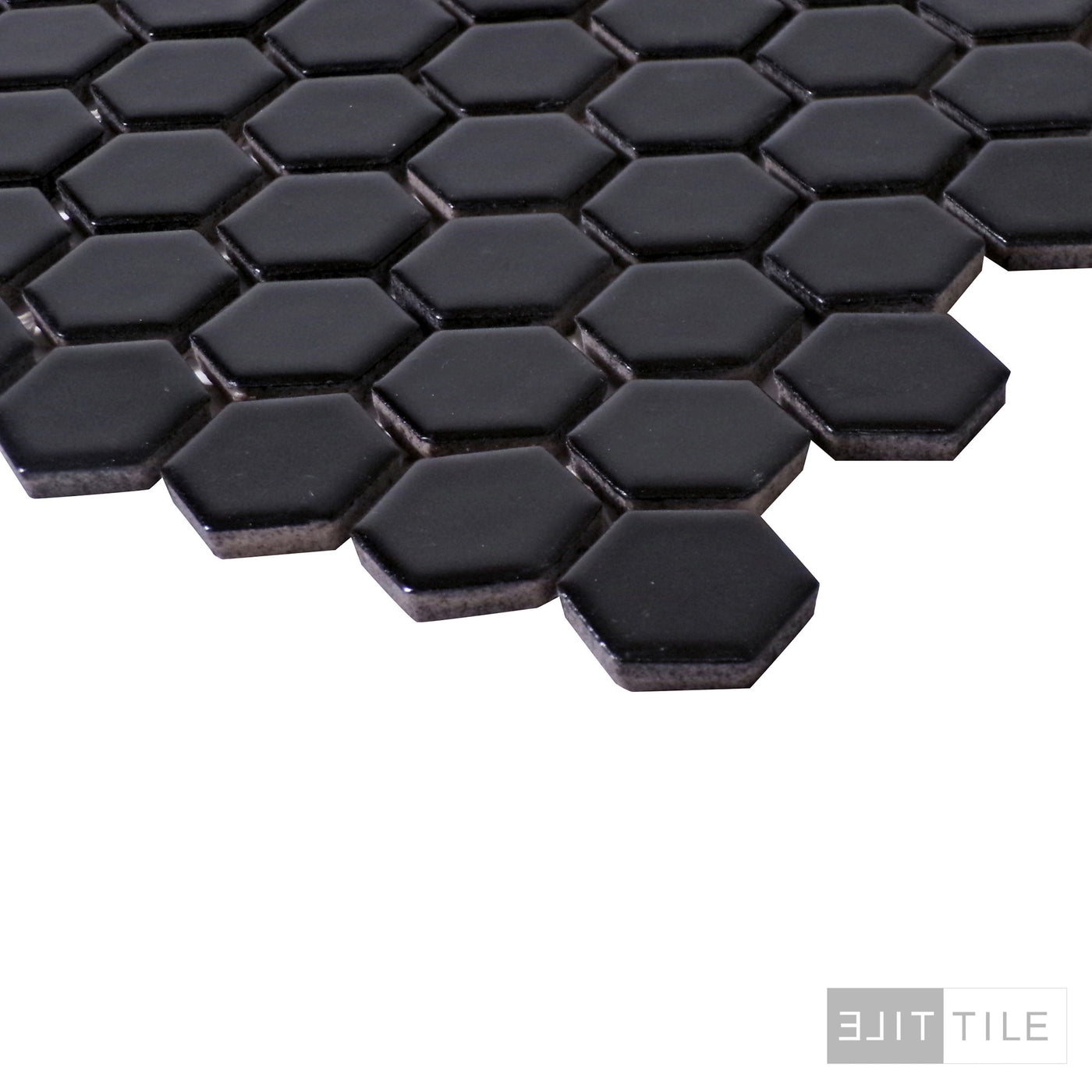 PORCELAIN GLAZED MATTE HEX MOSAICS 1X1 BLACK MATTE PRIMARY ANGLE SHOT