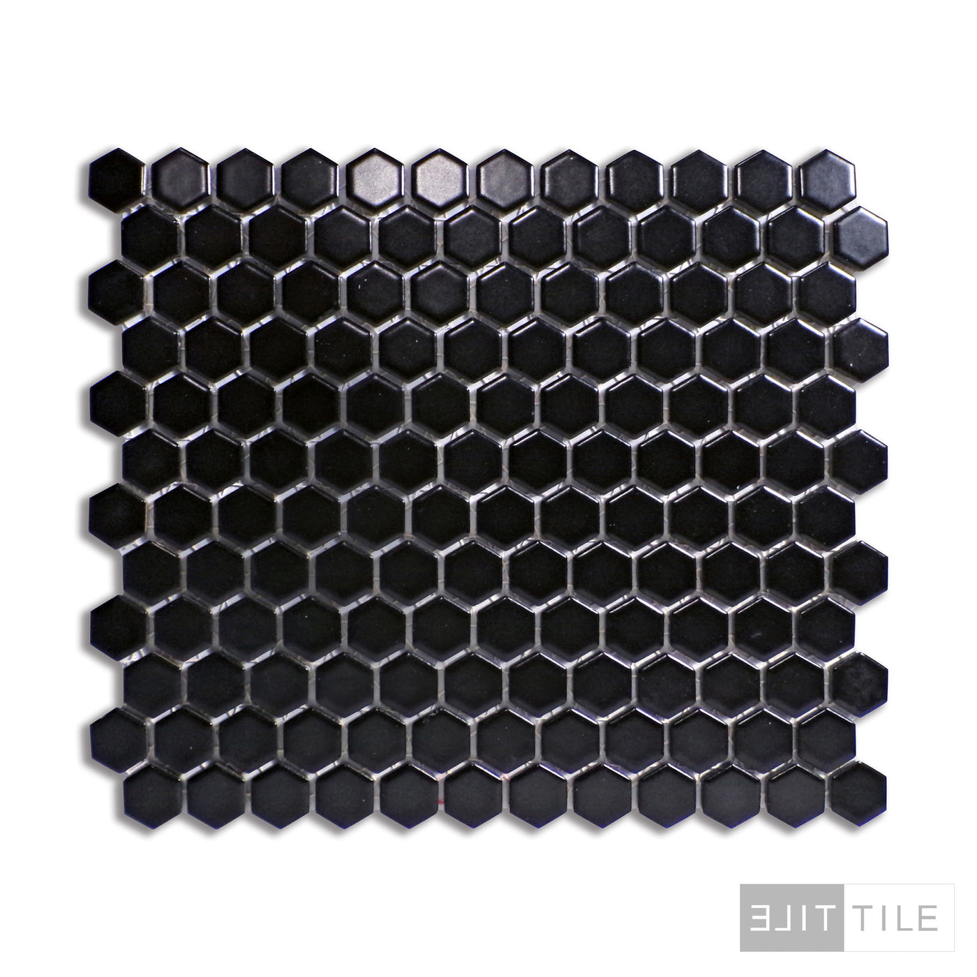 PORCELAIN GLAZED MATTE HEX MOSAICS 1X1 BLACK MATTE PRIMARY SHOT