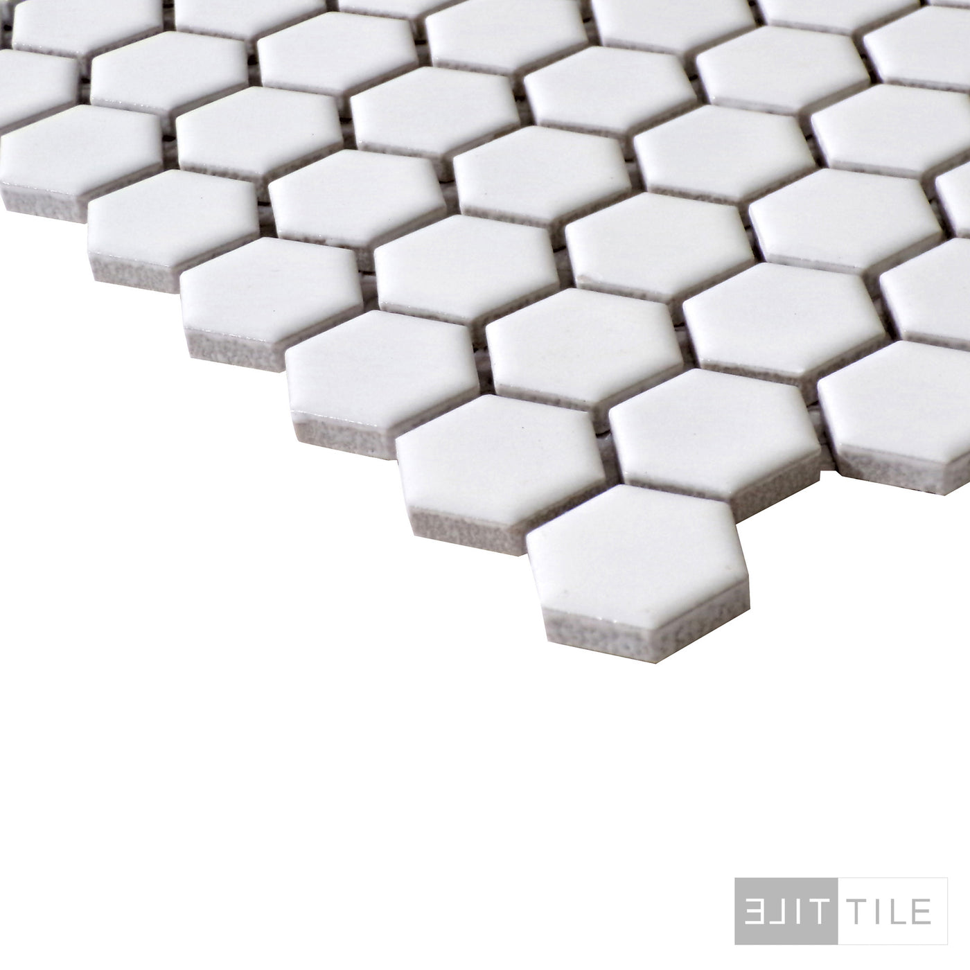 PORCELAIN GLAZED MATTE HEX MOSAICS 1X1 WHITE MATTE PRIMARY ANGLE SHOT