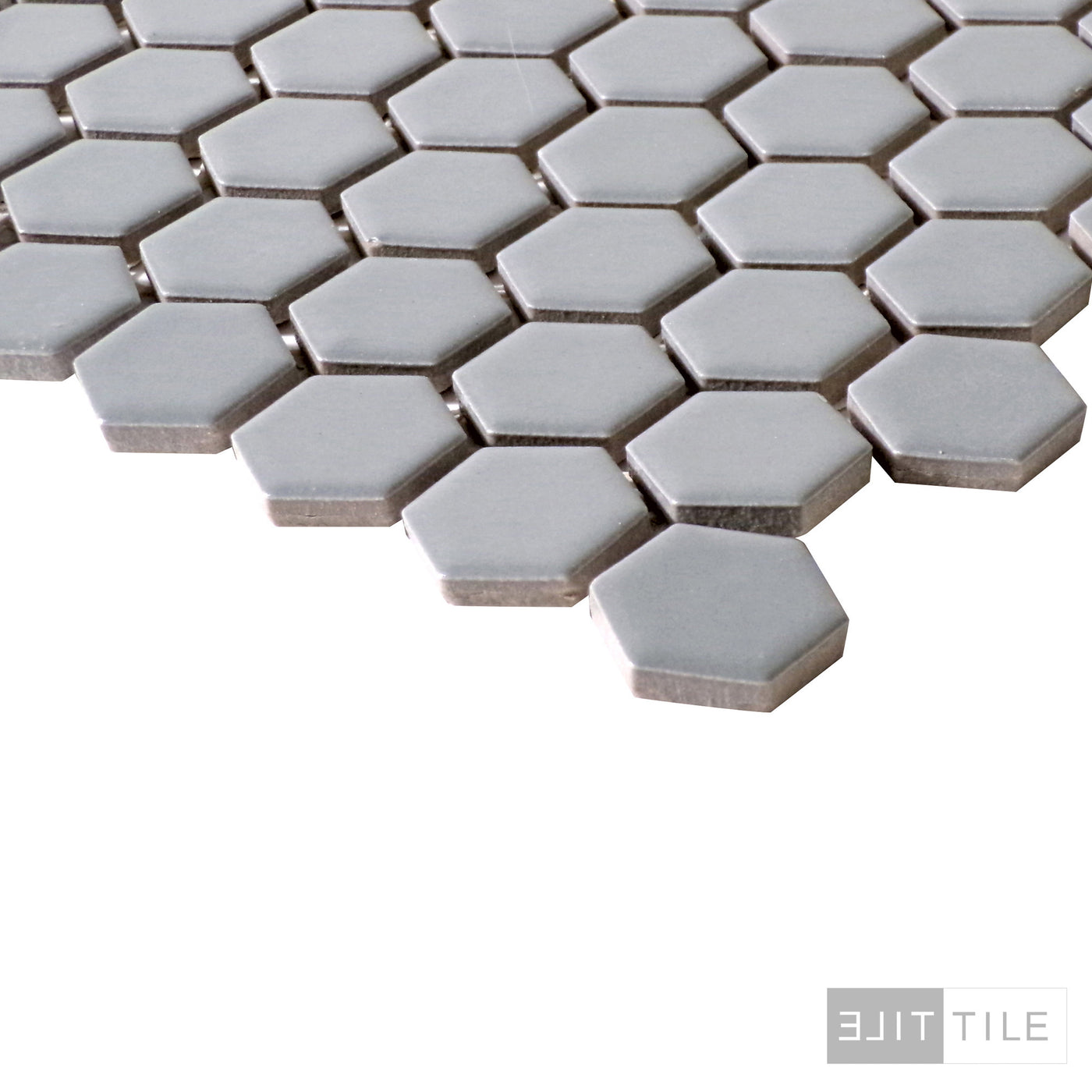 PORCELAIN GLAZED MATTE HEX MOSAICS 1X1 GRAY MATTE PRIMARY ANGLE SHOT