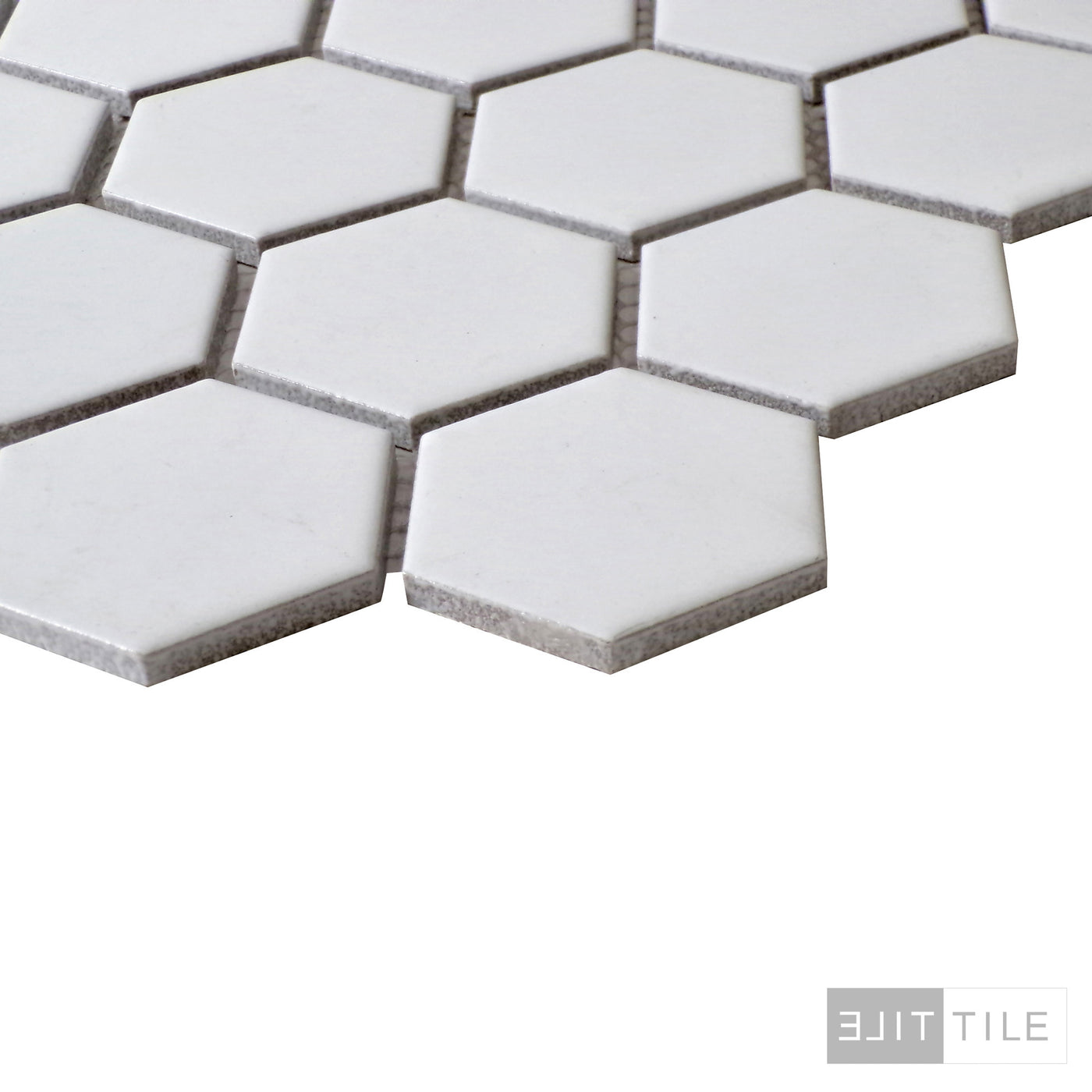 PORCELAIN GLAZED MATTE HEX MOSAICS 2X2 WHITE MATTE PRIMARY ANGLE SHOT