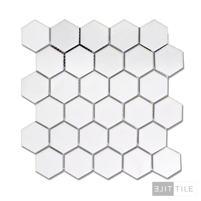 PORCELAIN GLAZED MATTE HEX MOSAICS 2X2 WHITE MATTE PRIMARY SHOT