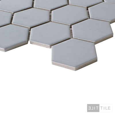 PORCELAIN GLAZED MATTE HEX MOSAICS 2X2 GRAY MATTE PRIMARY ANGLE SHOT