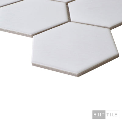 PORCELAIN GLAZED MATTE HEX MOSAICS 4X4 WHITE MATTE PRIMARY ANGLE SHOT