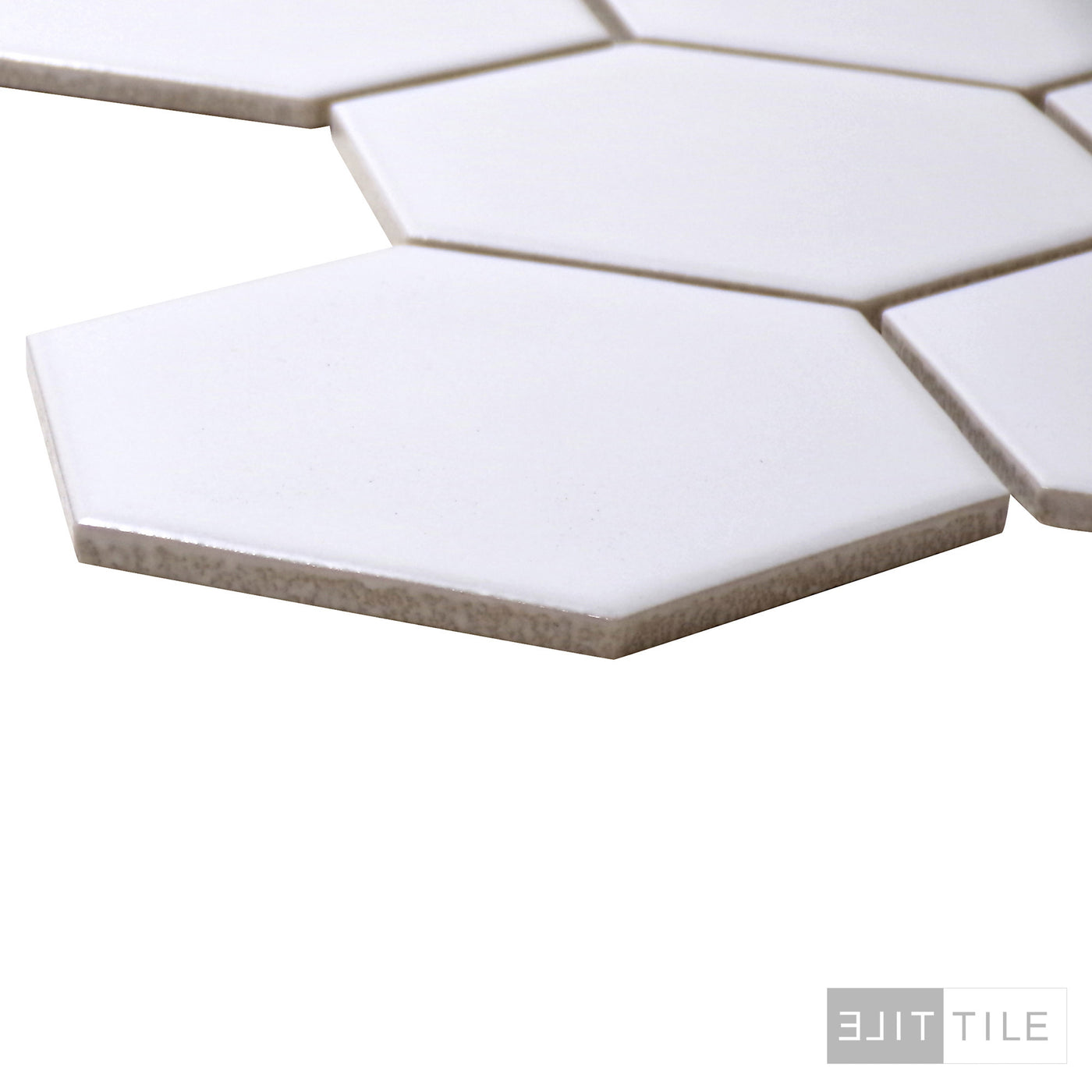 PORCELAIN GLAZED MATTE HEX MOSAICS 4X4 WHITE MATTE PRIMARY CORNER SHOT