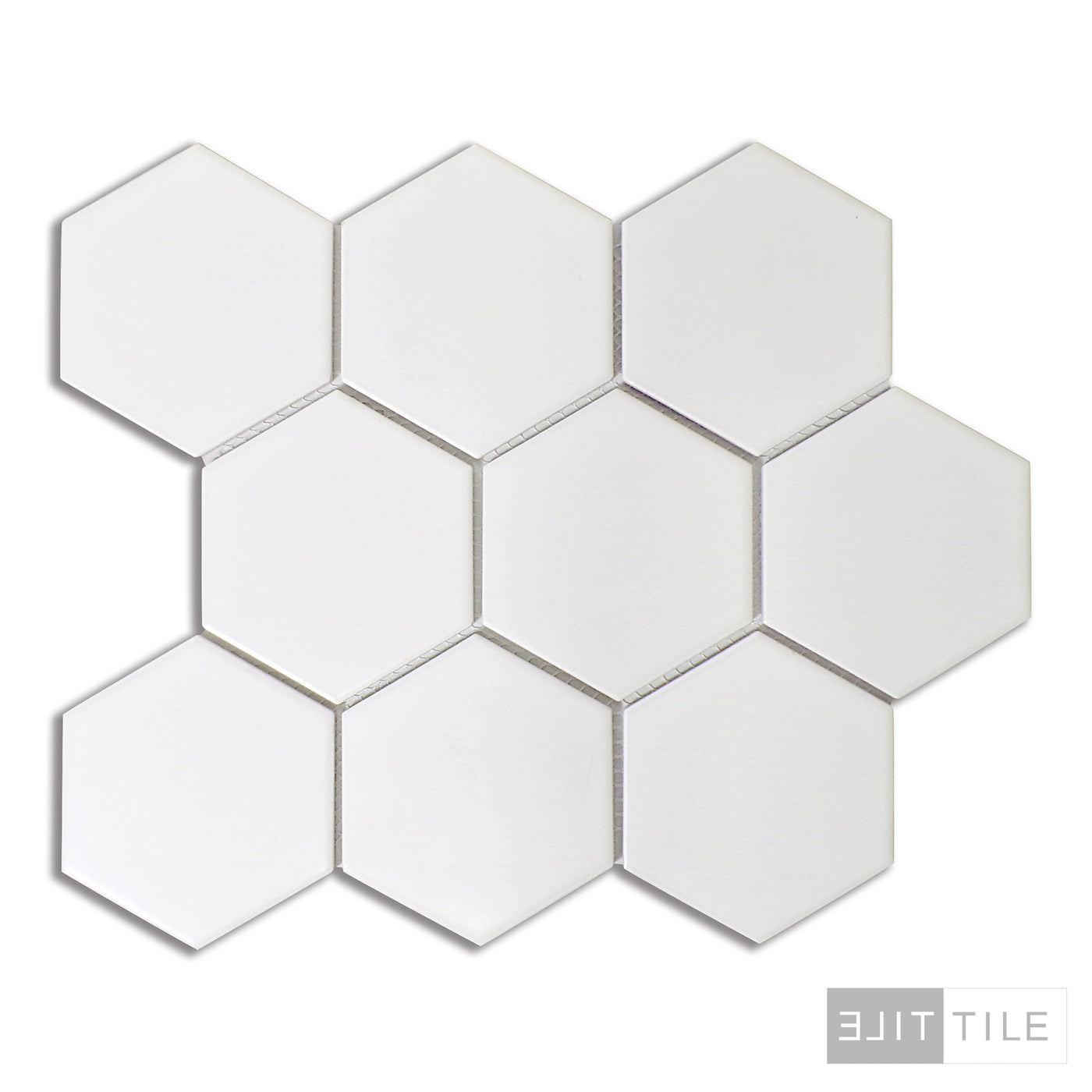 PORCELAIN GLAZED MATTE HEX MOSAICS 4X4 WHITE MATTE PRIMARY SHOT