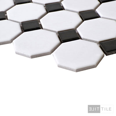 PORCELAIN MOSAIC OCTAGON 2X2 W/ BLACK DOT  PRIMARY ANGLE SHOT