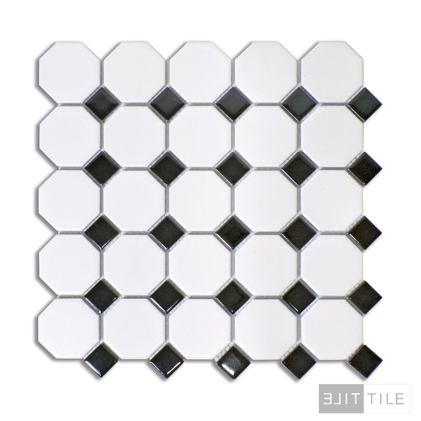 PORCELAIN MOSAIC OCTAGON 2X2 W/ BLACK DOT  PRIMARY SHOT