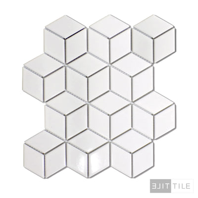 ET SHAPES CUBE GLOSS MOSAIC 11X12 WHITE GLOSSY PRIMARY SHOT