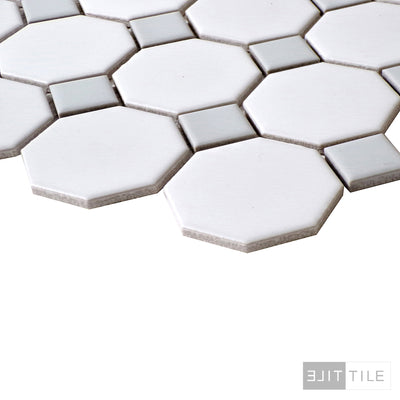 PORCELAIN MOSAIC OCTAGON 12X12 GREY DOT  PRIMARY ANGLE SHOT