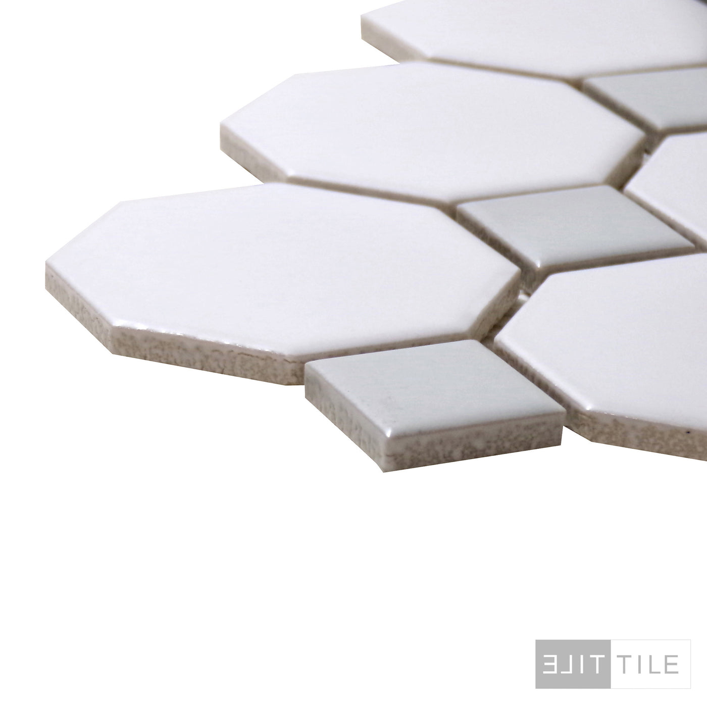 PORCELAIN MOSAIC OCTAGON 12X12 GREY DOT  PRIMARY CORNER SHOT