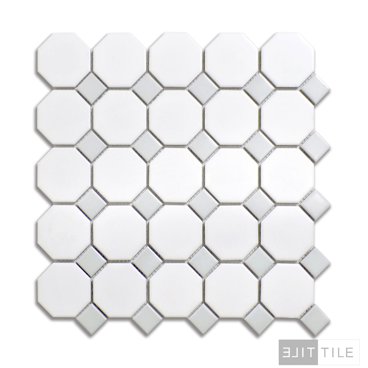 PORCELAIN MOSAIC OCTAGON 12X12 GREY DOT  PRIMARY SHOT