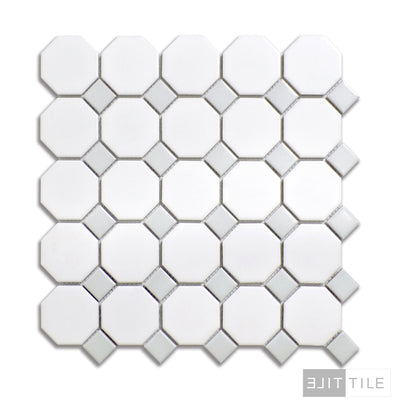 PORCELAIN MOSAIC OCTAGON 12X12 GREY DOT  PRIMARY SHOT