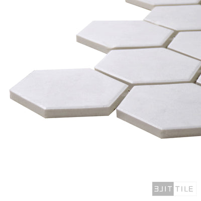 UNGLAZED HEX MOSAIC 2X2 WHITE  PRIMARY CORNER SHOT