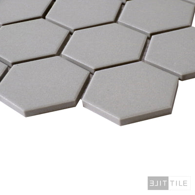 UNGLAZED HEX MOSAIC MATTE 2X2 GREY MATTE PRIMARY ANGLE SHOT