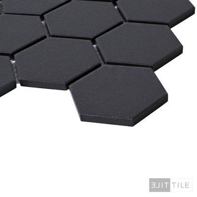 SOLIDS HEX MOSAIC UNGLAZED 2X2 BLACK  PRIMARY ANGLE SHOT