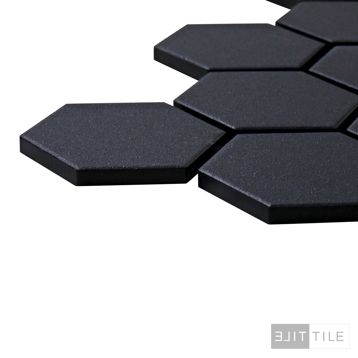 SOLIDS HEX MOSAIC UNGLAZED 2X2 BLACK  PRIMARY CORNER SHOT