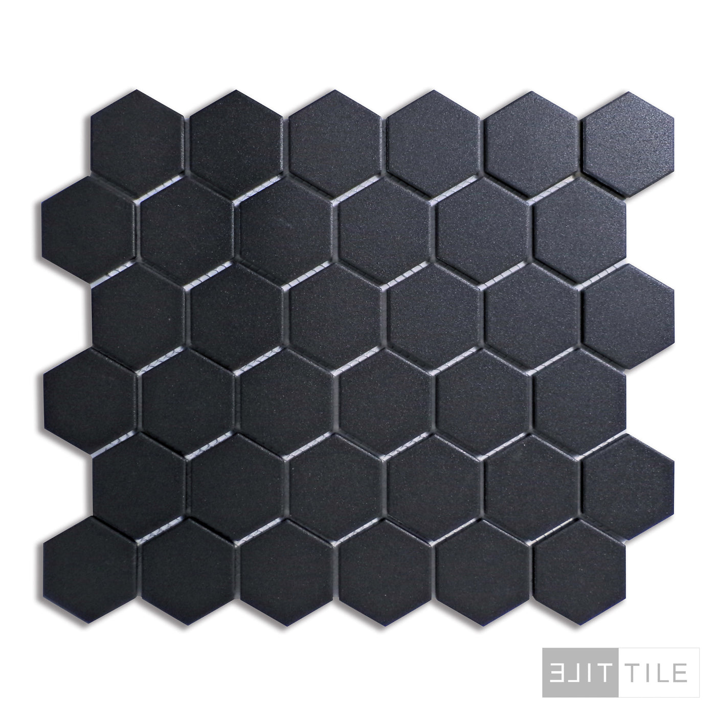 SOLIDS HEX MOSAIC UNGLAZED 2X2 BLACK  PRIMARY SHOT