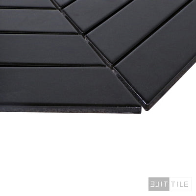 SHAPES CHEVRON MATTE BLACK 9X13 BLACK MATTE PRIMARY ANGLE SHOT