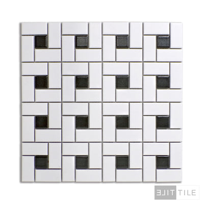 PORCELAIN MOSAICS PINWHEEL WITH BLACK DOT MATTESI PW 900M SI PW 900M   PRIMARY SHOT