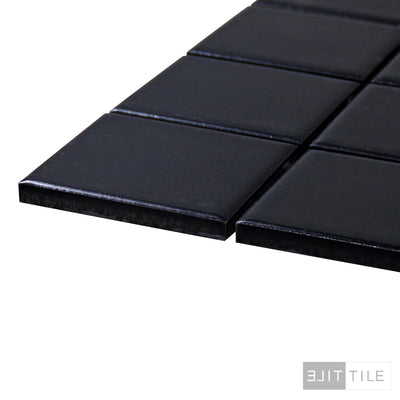 PORCELIAN MOSAICS SQUARE MATTE 2X2 BLACK MATTE PRIMARY CORNER SHOT