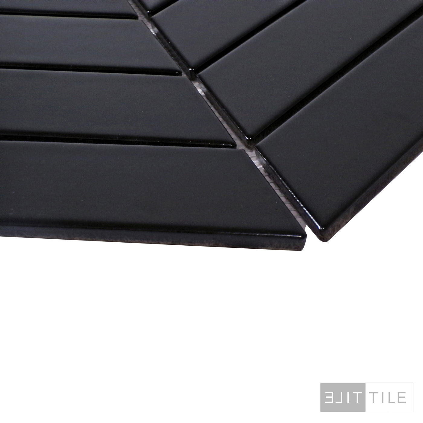 SHAPES CHEVRON GLOSSY 9X13 BLACK GLOSSY PRIMARY ANGLE SHOT