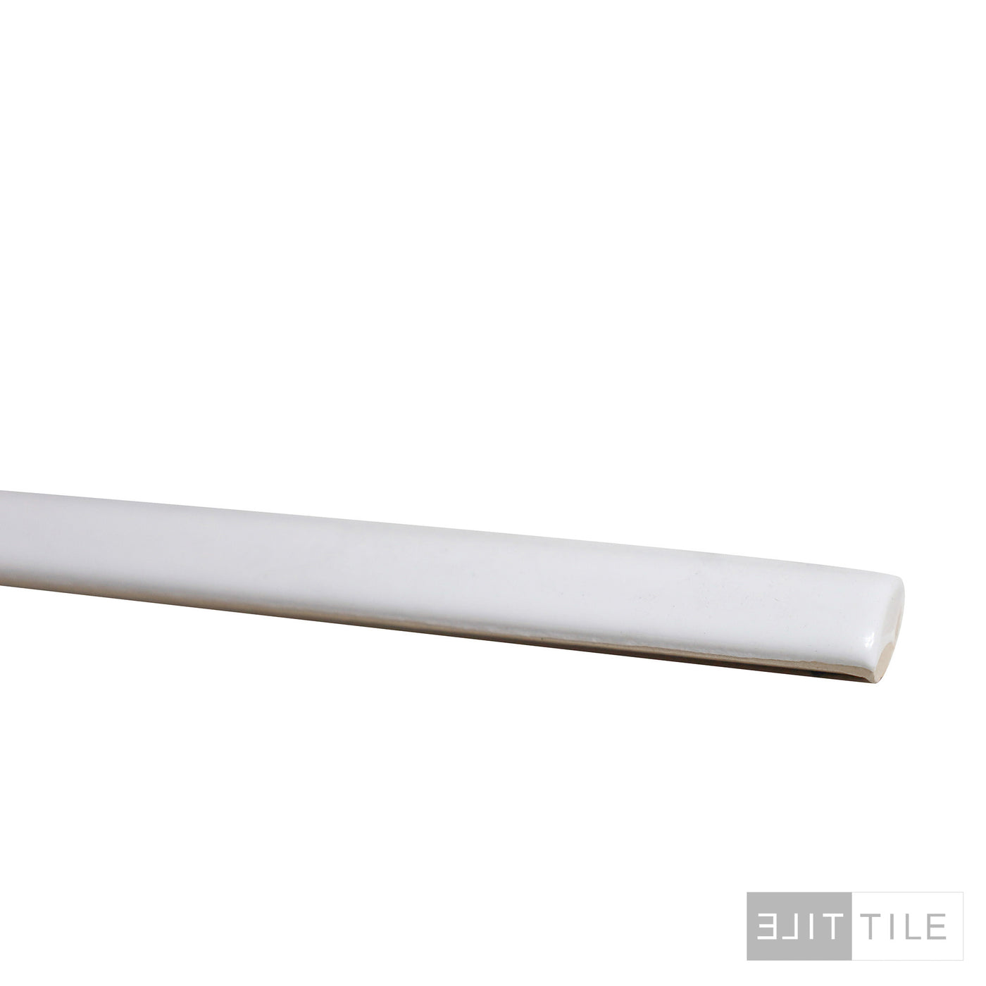 MANHATTAN CERAMIC GLOSSY JOLLY DEMI BULLNOSE 1ST AVE 0.5X12 WHITE GLOSSY PRIMARY ANGLE SHOT