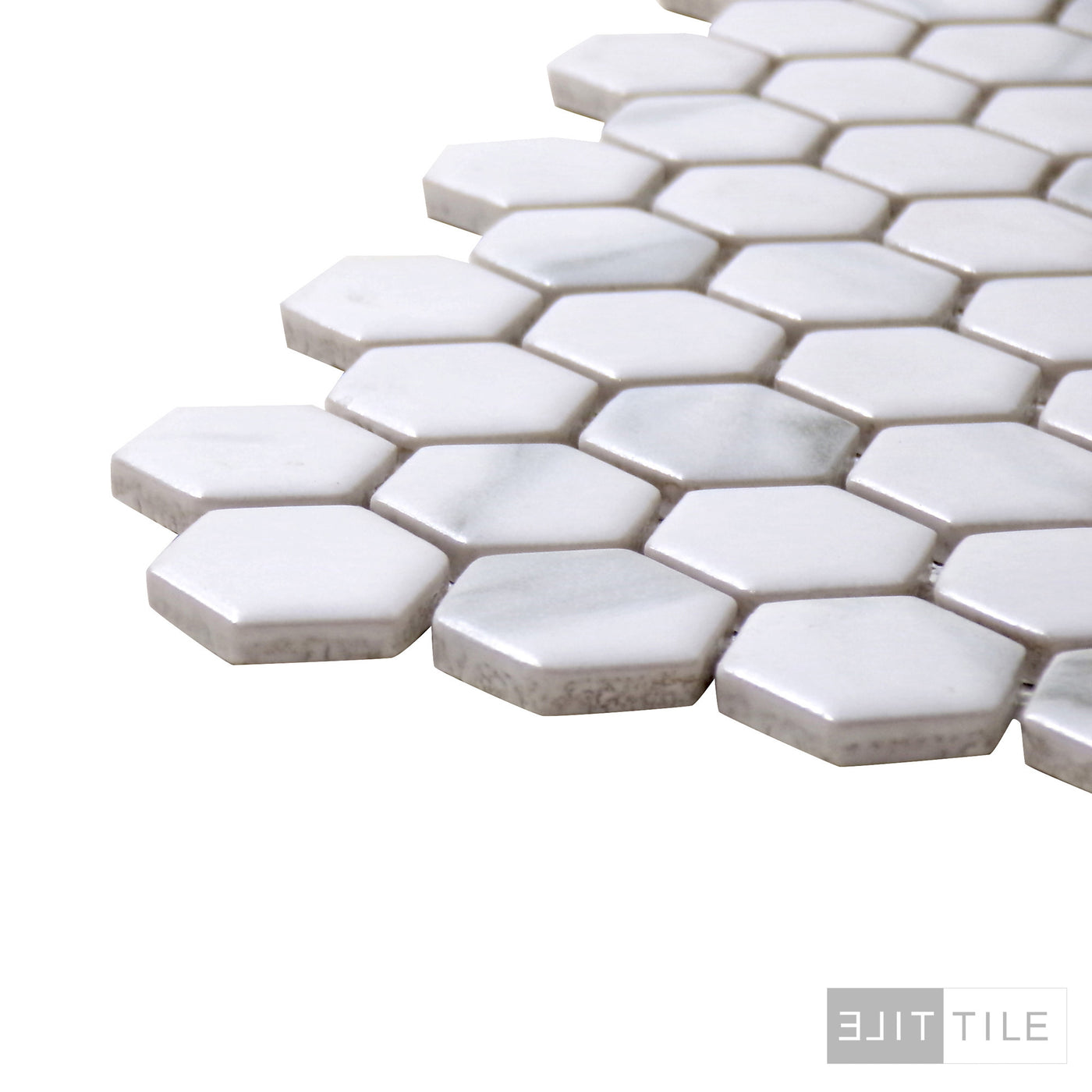 PORCELAIN GLAZED HEX MATTE 1X1 1X1 CARRARA WHITE MATTE PRIMARY CORNER SHOT