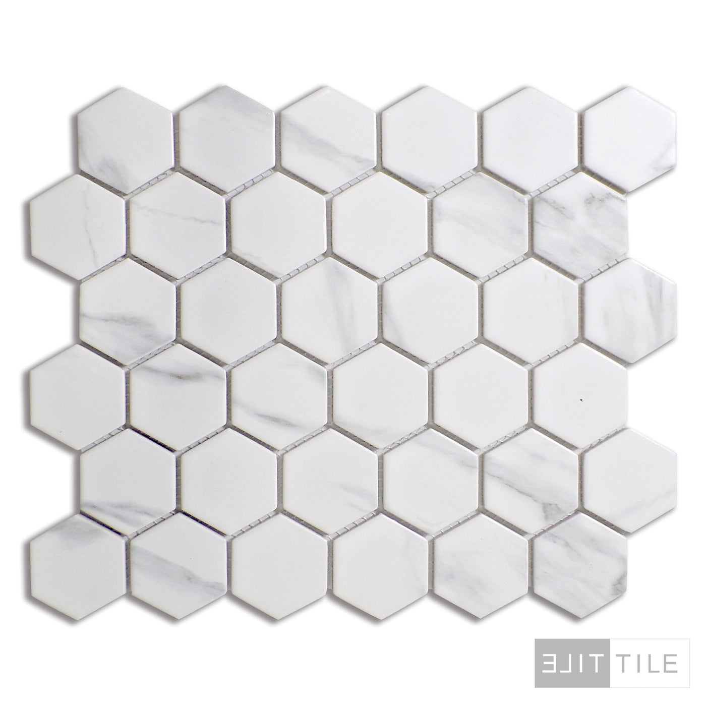 PORCELAIN GLAZED HEX MATTE 2X2 2X2 CARRARA WHITE MATTE PRIMARY SHOT