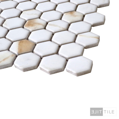 PORCELAIN GLAZED HEX MATTE 1X1 1X1 CALACATTA GOLD MATTE PRIMARY ANGLE SHOT