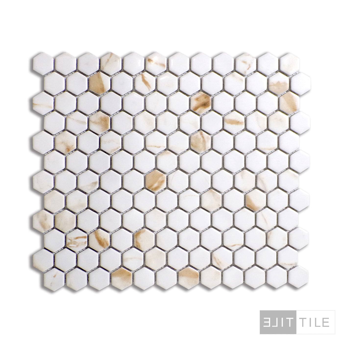 PORCELAIN GLAZED HEX MATTE 1X1 1X1 CALACATTA GOLD MATTE PRIMARY SHOT