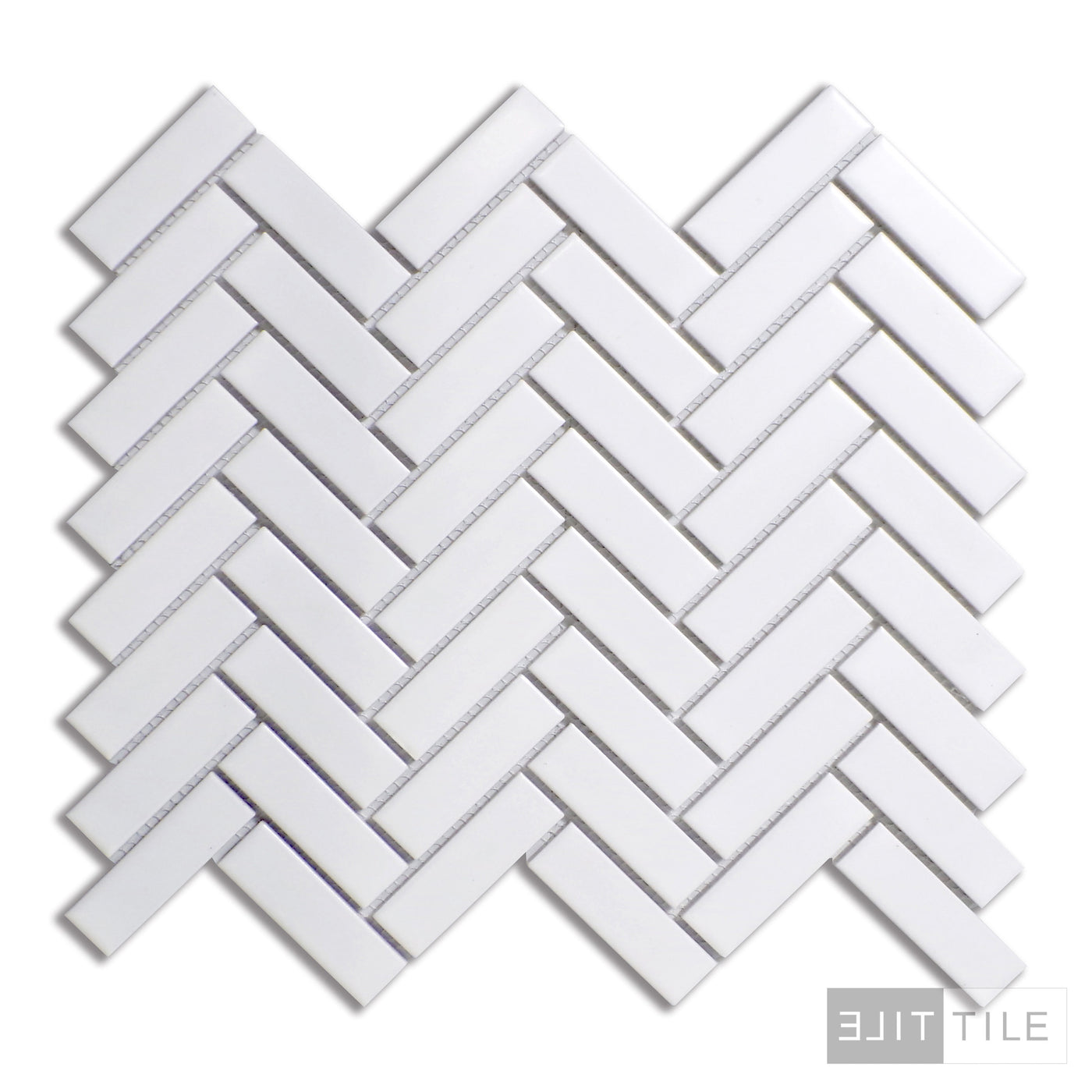 PORCELAIN GLAZED MOSAICS 1X3 HERRINGBONE 12X12 WHITE MATTE PRIMARY SHOT