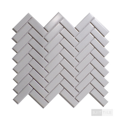 PORCELAIN GLAZED MOSAICS 1X3 HERRINGBONE 12X12 GREY MATTE PRIMARY SHOT