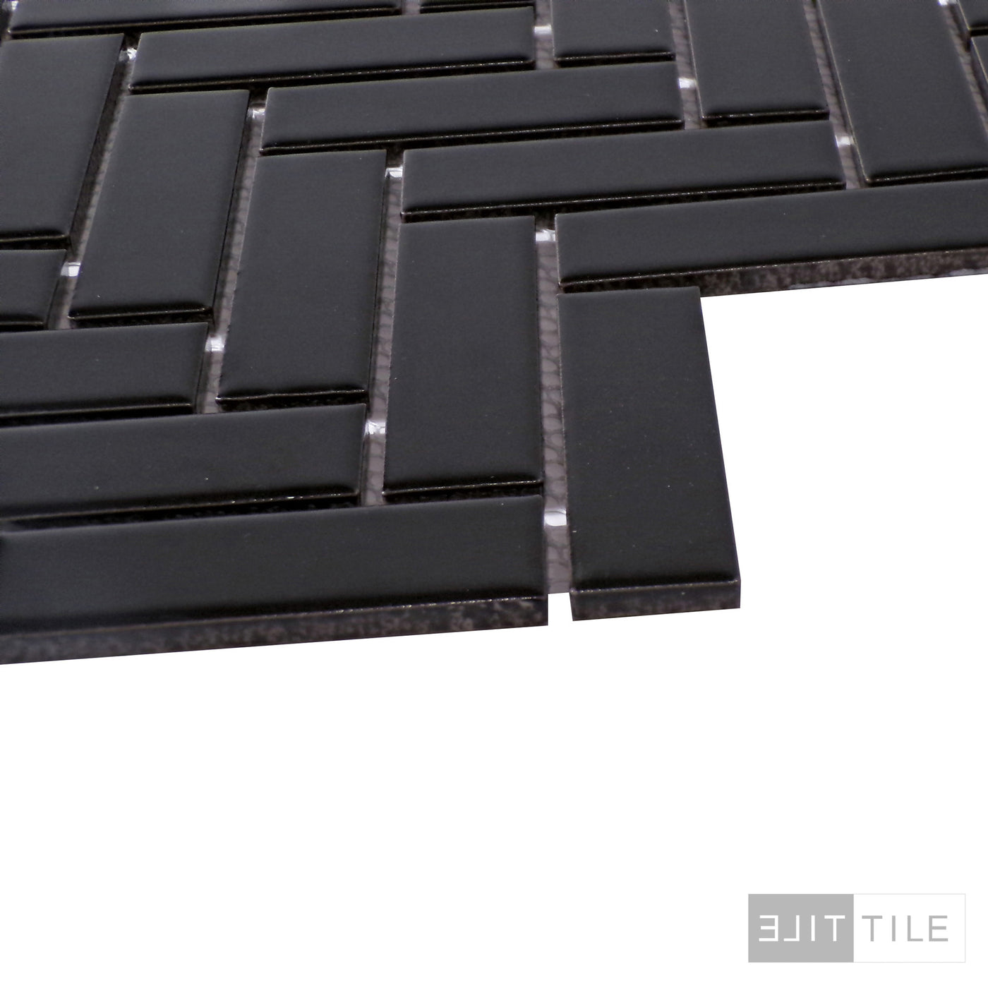 PORCELAIN GLAZED HERRINGBONE 1X3 MATTE BLACK MATTE  PRIMARY ANGLE SHOT