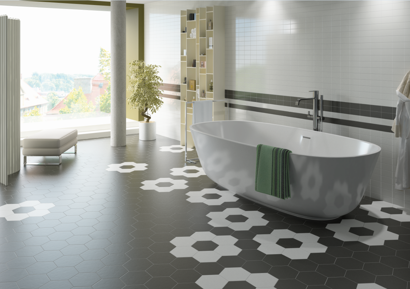 Hexatile Porcelain Tile 8X8 Negro Matte