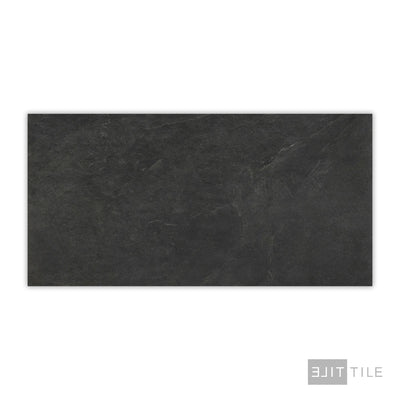 Ash Porcelain Large Format Field Tile 24X48 Black Matte