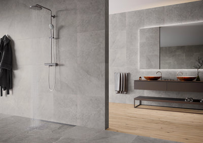 Ash Porcelain Large Format Field Tile 24X48 Silver Matte