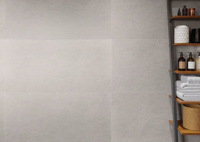 Ash Porcelain Large Format Field Tile 24X48 White Matte