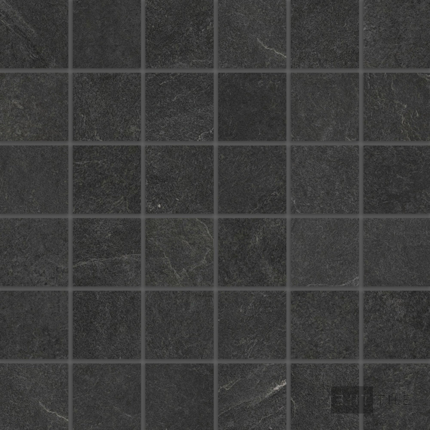 Ash 2X2 Square Porcelain Mosaic 12X12 Black Matte