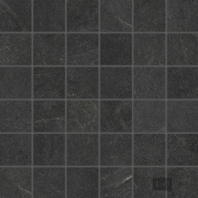 Ash 2X2 Square Porcelain Mosaic 12X12 Black Matte