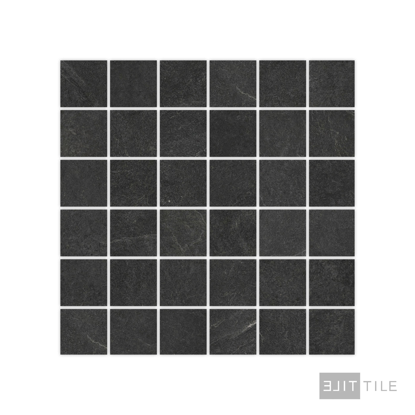Ash 2X2 Square Porcelain Mosaic 12X12 Black Matte