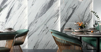 Exotic Stone Cosmopolitan Porcelain Large Format Field Tile 24X48 Statuario Fantastico Polished