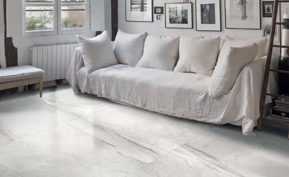Exotic Stone Porcelain Large Format Field Tile 24X48 Da Vinci White Polished