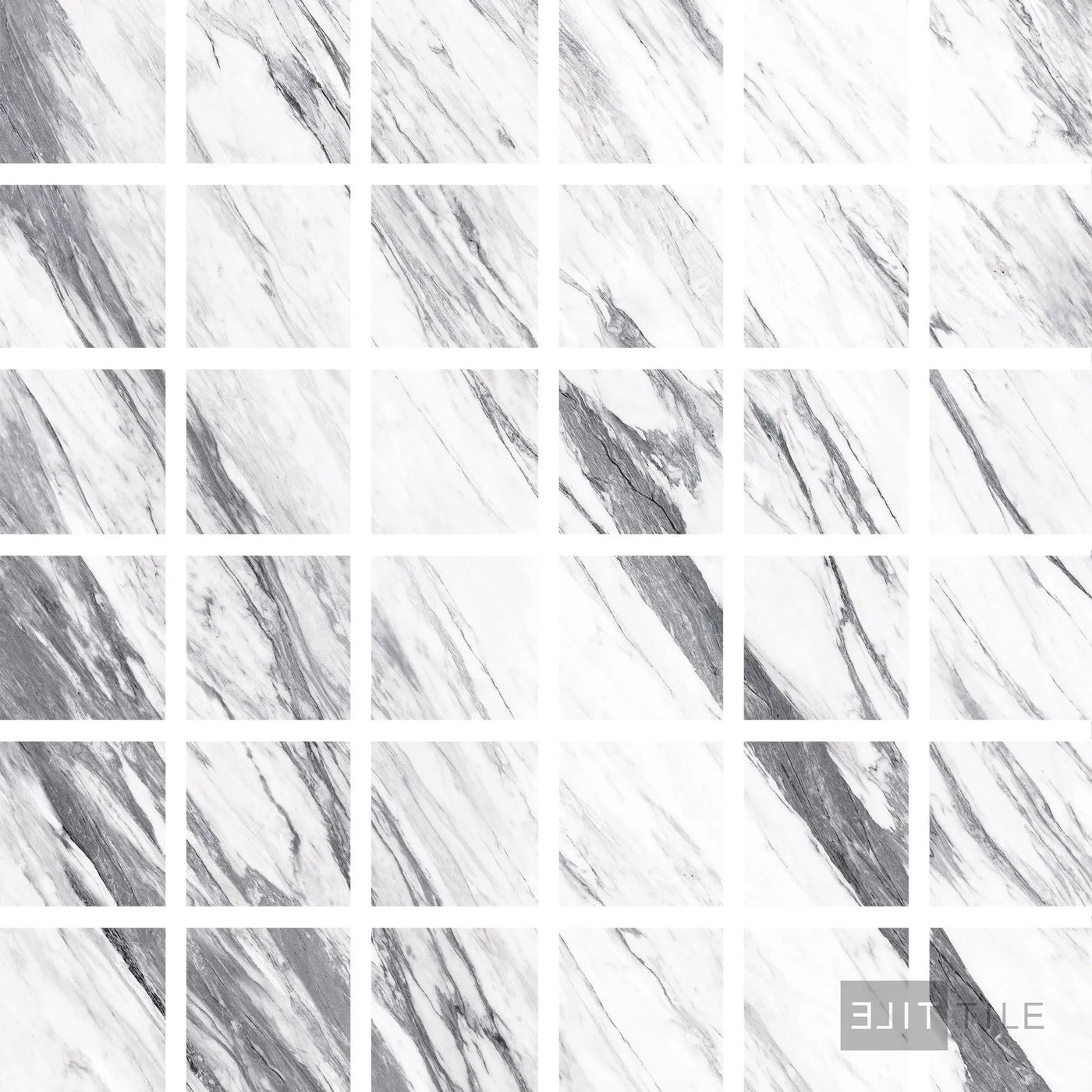 Exotic Stone Cosmopolitan 2X2 Square Porcelain Mosaic 12X12 Statuario Fantastico Polished