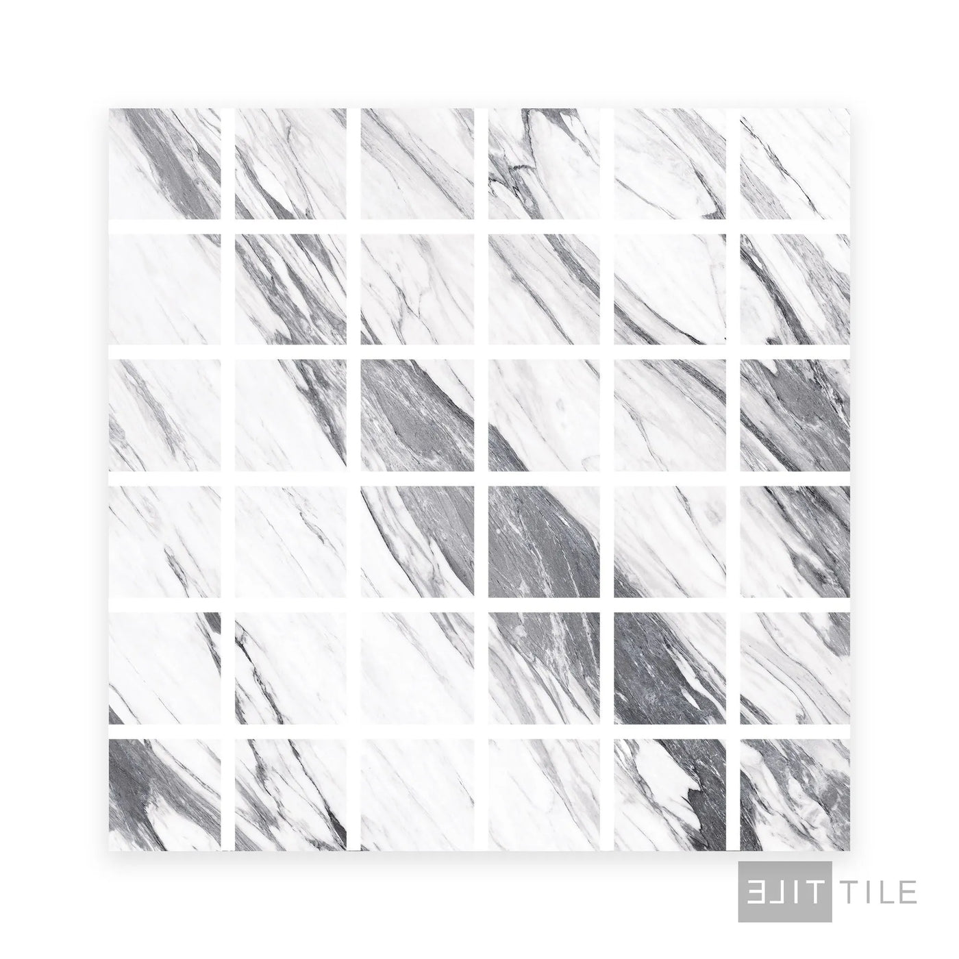 Exotic Stone Cosmopolitan 2X2 Square Porcelain Mosaic 12X12 Statuario Fantastico Polished