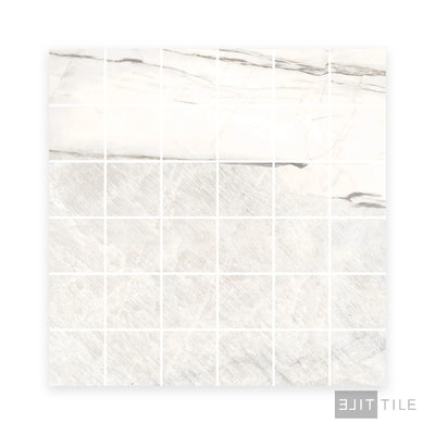 Exotic Stone 2X2 Square Porcelain Mosaic 12X12 Da Vinci White Polished