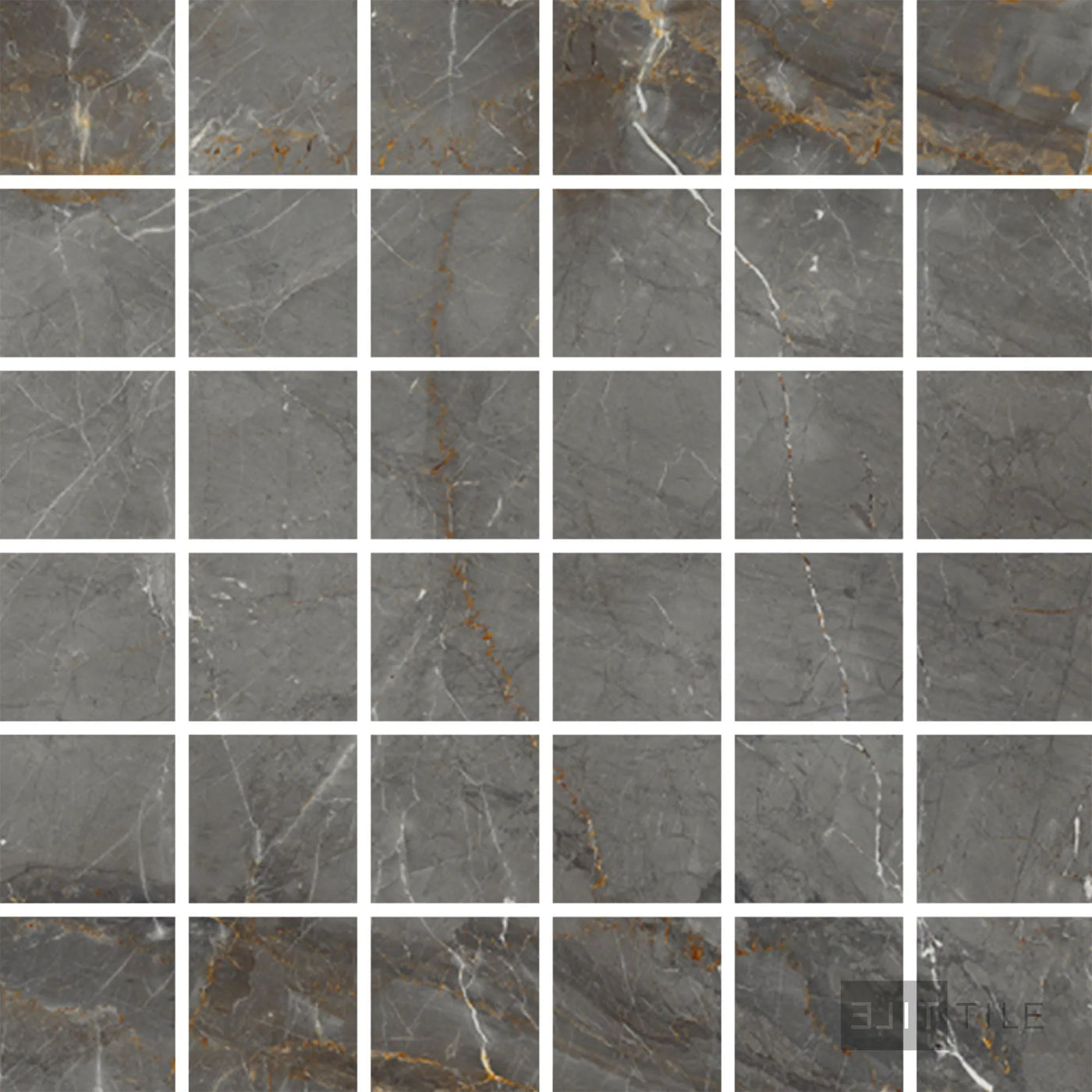 Exotic Stone 2X2 Square Porcelain Mosaic 12X12 Gray Soveraya Polished