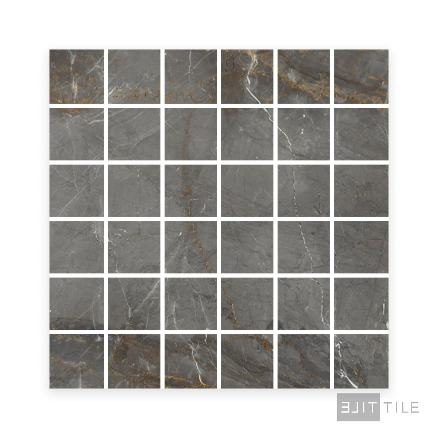 Exotic Stone 2X2 Square Porcelain Mosaic 12X12 Gray Soveraya Polished